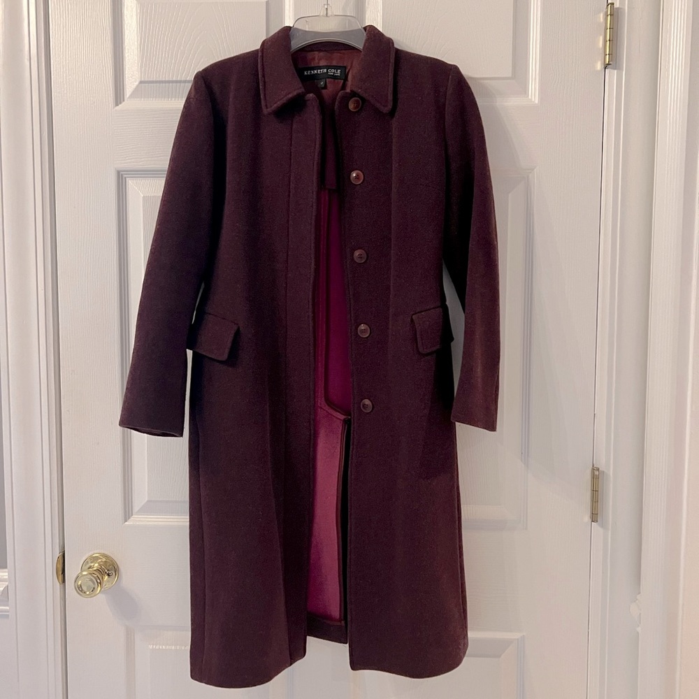 Kenneth Cole Burgundy Wool Coat
